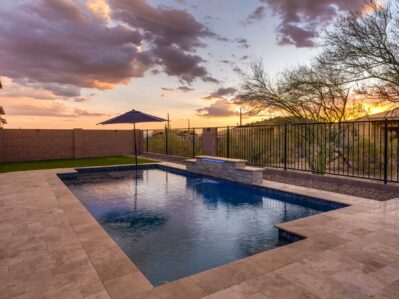 Tucson Pool Builder - Geometric pool with waterfall