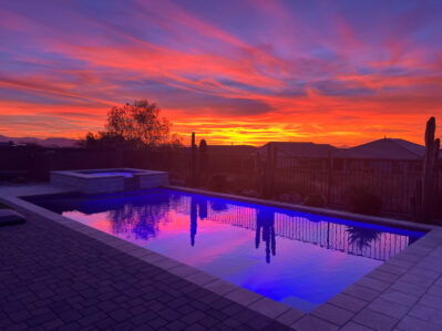 Geometric pool with spa